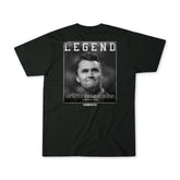 The "Legend - Charlie Kirk" t-shirt by Born United Private Label features a grayscale photo of Charlie Kirk, “LEGEND” in bold above, his quote below, and “BORNUNLIMITED” at the bottom.