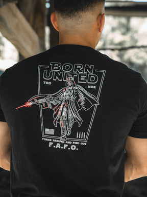 born united - fafo vader tee shirt back on model