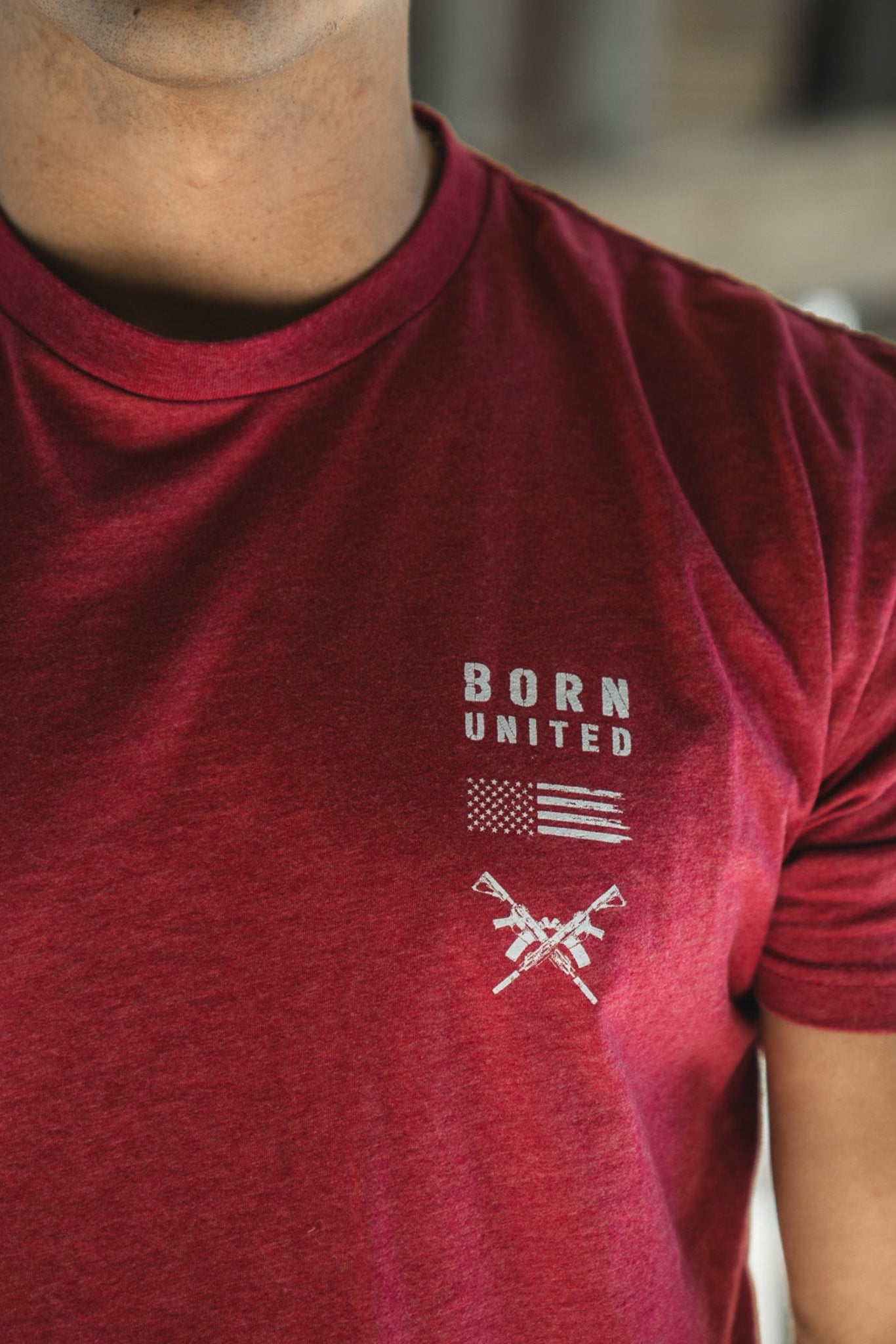 born united - r.e.d. friday tee shirt front on model