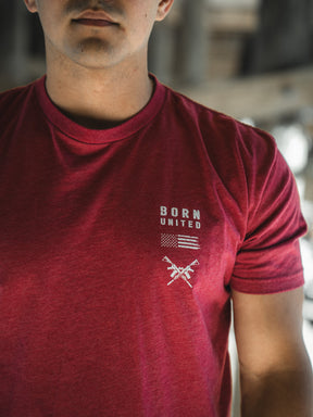 born united - r.e.d. friday tee shirt front on model