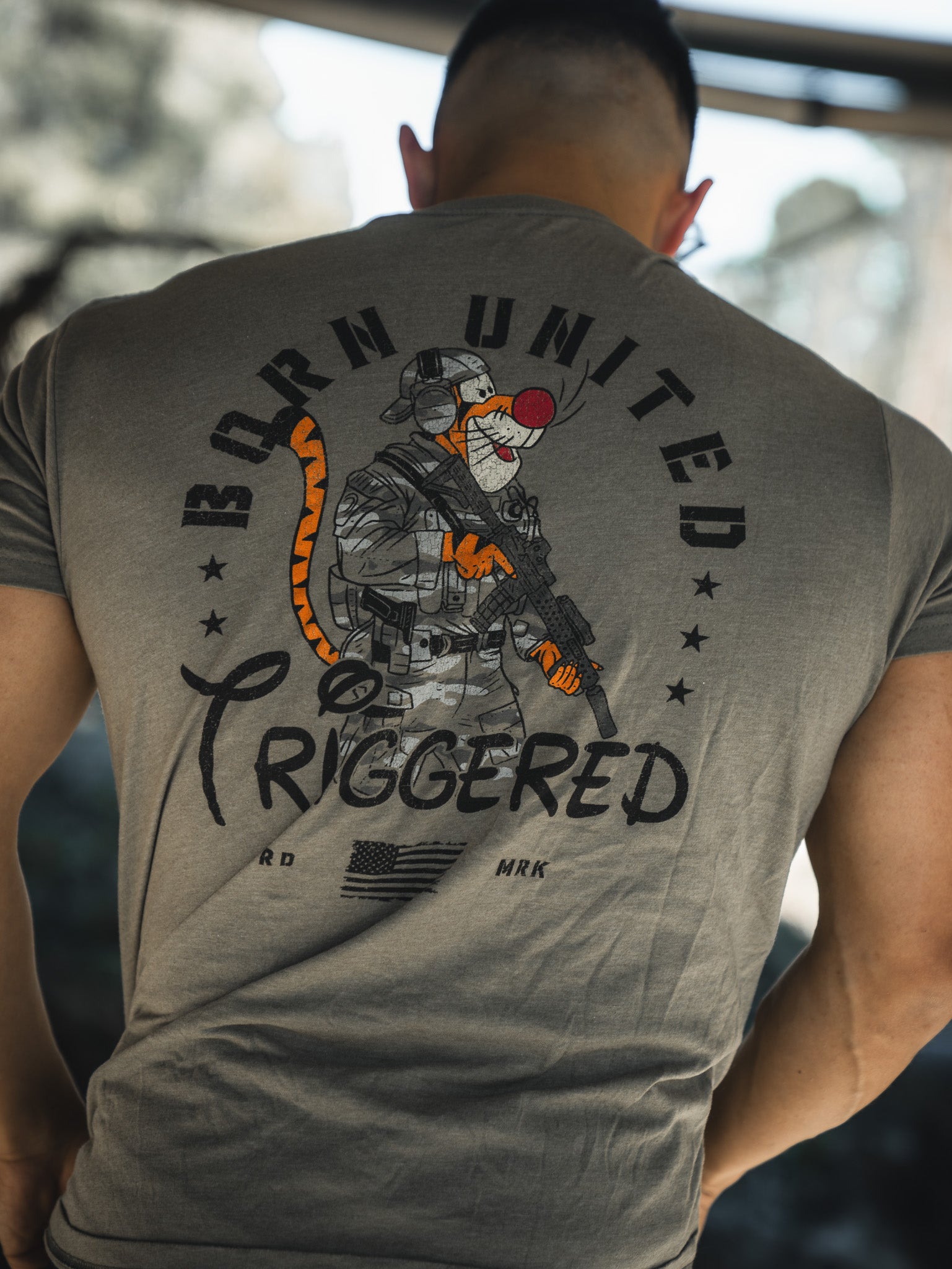 born united - unisex triggered t-shirt back