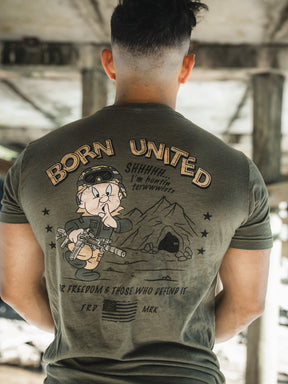 born united - huntin' t-shirt back on model