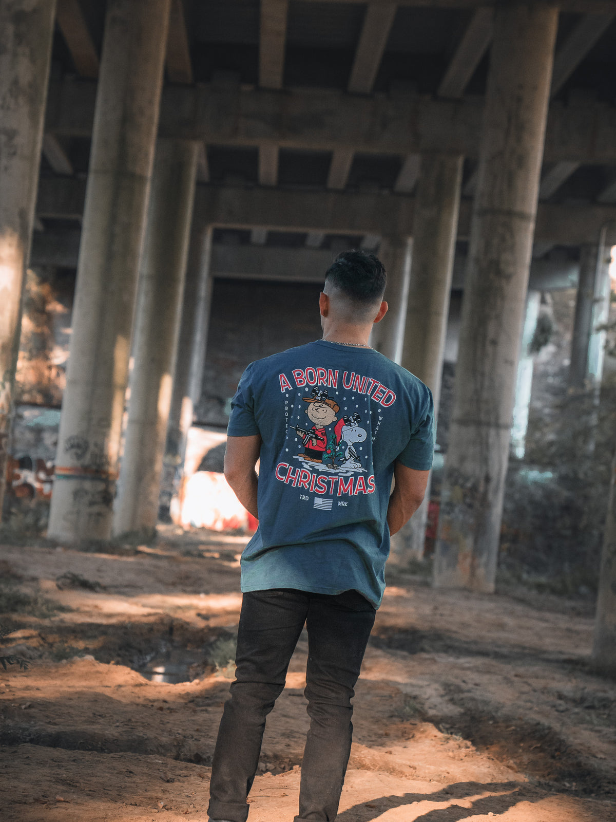 born united - a gnarly brown christmas tee back on model