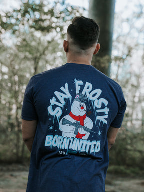 born united -stay frosty tee back on model