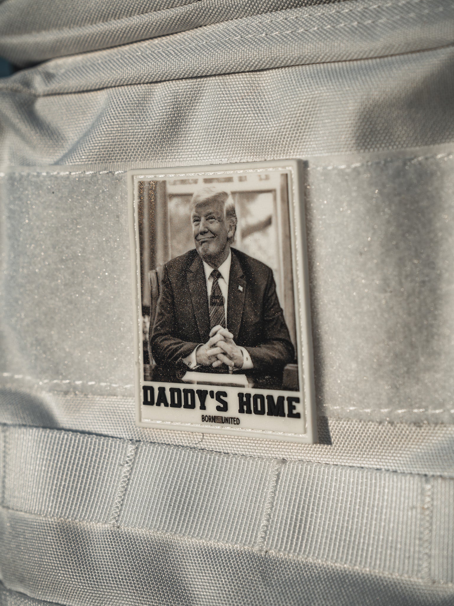 born united - daddy's home patch closeup