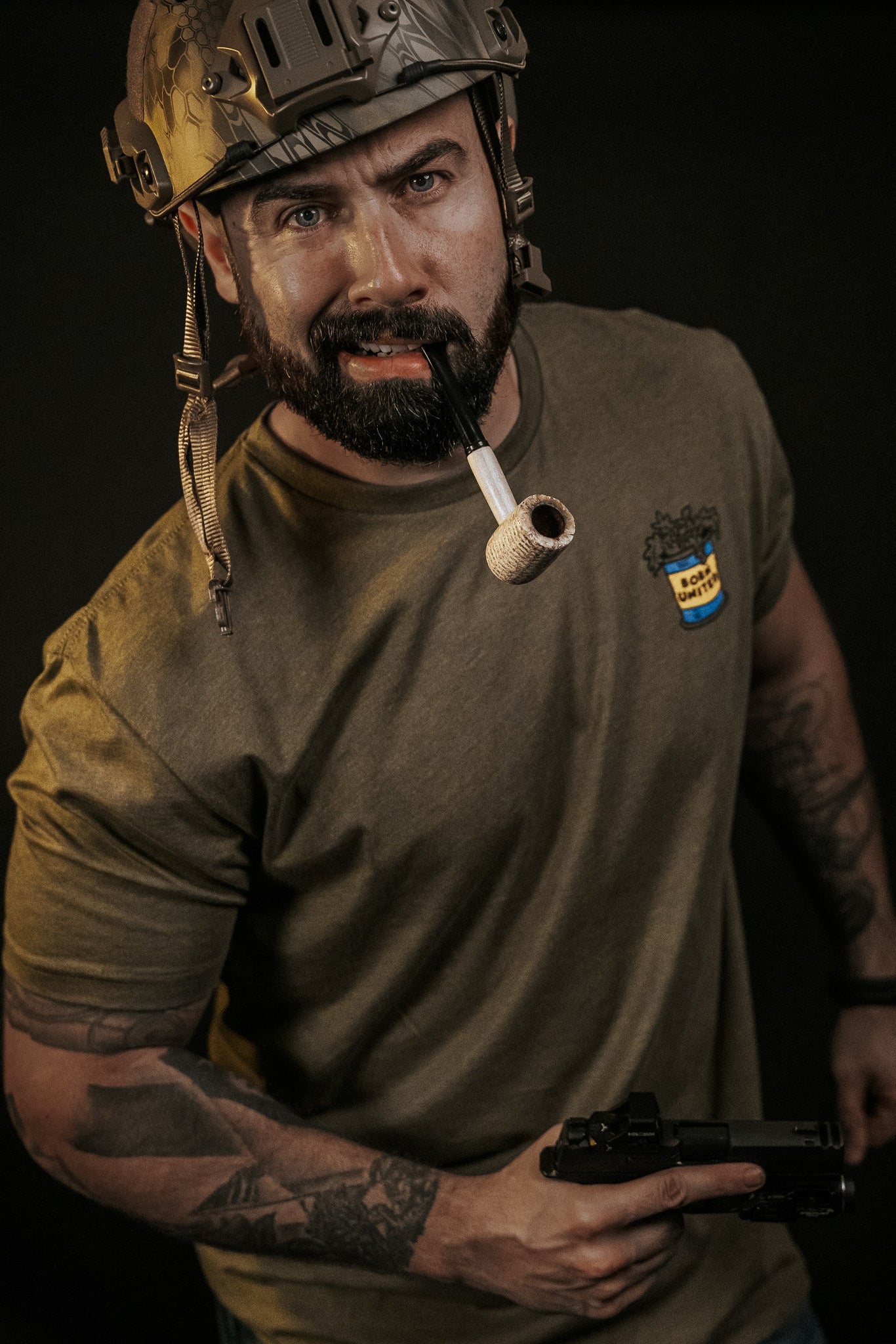 born united - popeye tee front on model