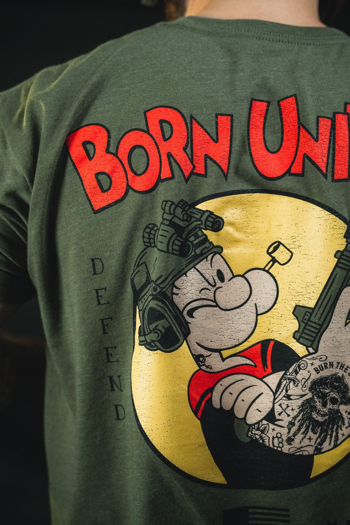 born united - popeye tee back closeup