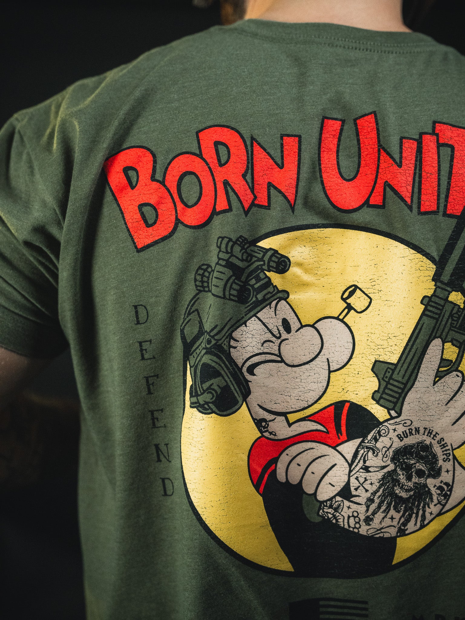 born united - popeye tee back closeup