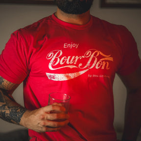 tango charlie - bourbon sip slow, lift heavy red t-shirt front