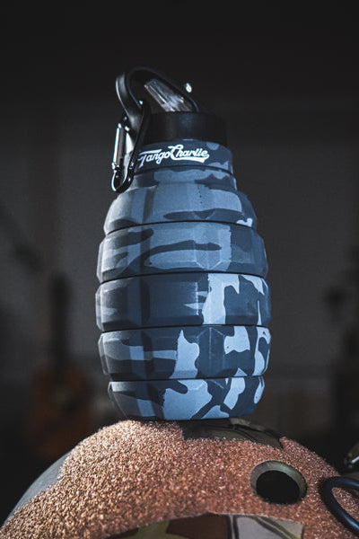 tango charlie - humble and hydrated water bottle black camo