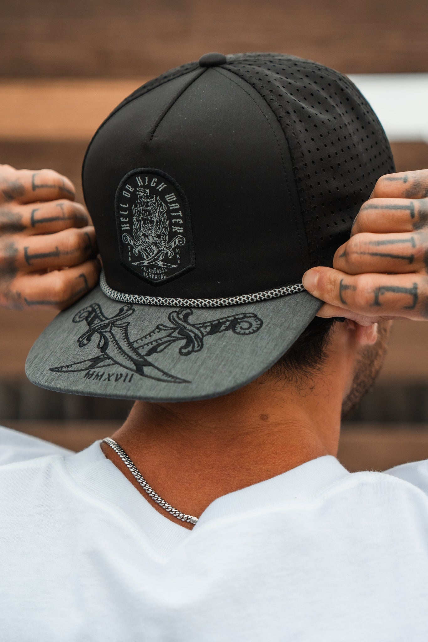 relentless betrayal - hell or high water gray flat bill snapback hat