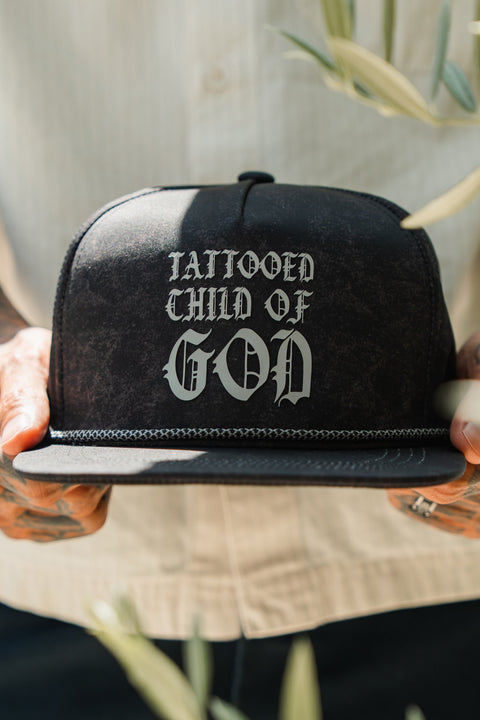 Tattooed Child of God Mineral Wash PVC Snapback
