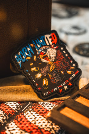 Celebrate America's 250th with the Born United Patriot Box by Born United Private Label. Features a colorful eagle patch in a blue helmet, “BORN UNITED” above, and “FULL SEND FOR OVER 240 YEARS.” Pair it with Limited Edition Tees!.