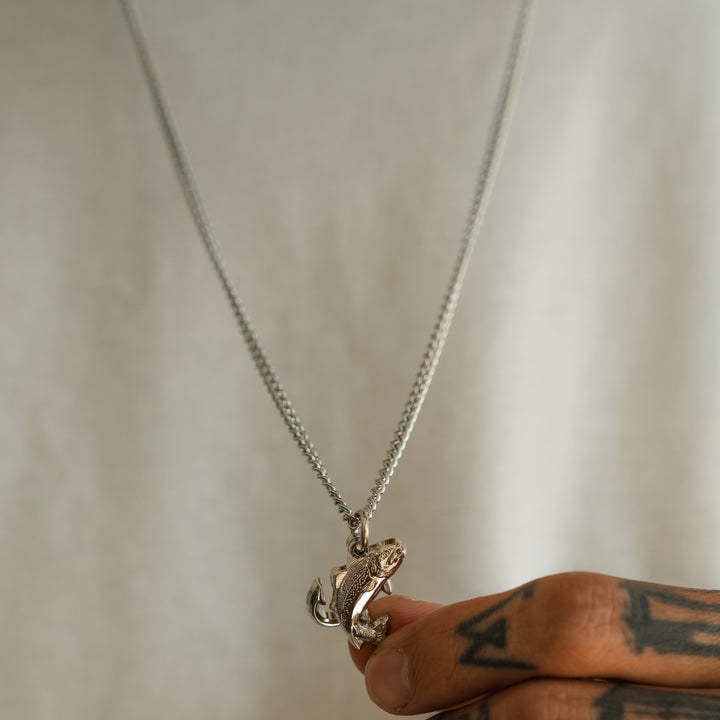 Fly Fishin' Trout Hunter - Stainless Steel Necklace