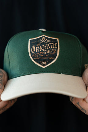 relentless betrayal - og forest green curved brim hat