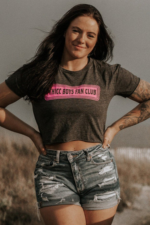 THICC Boys Fan Club Crop Tee - Charcoal