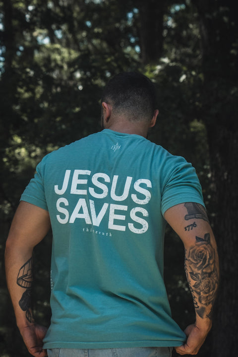 Jesus Saves Premium Tee - Seafoam