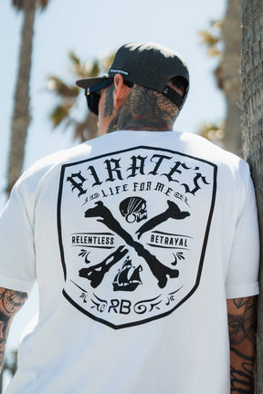 relentless betrayal - pirate's life for me t-shirt on model