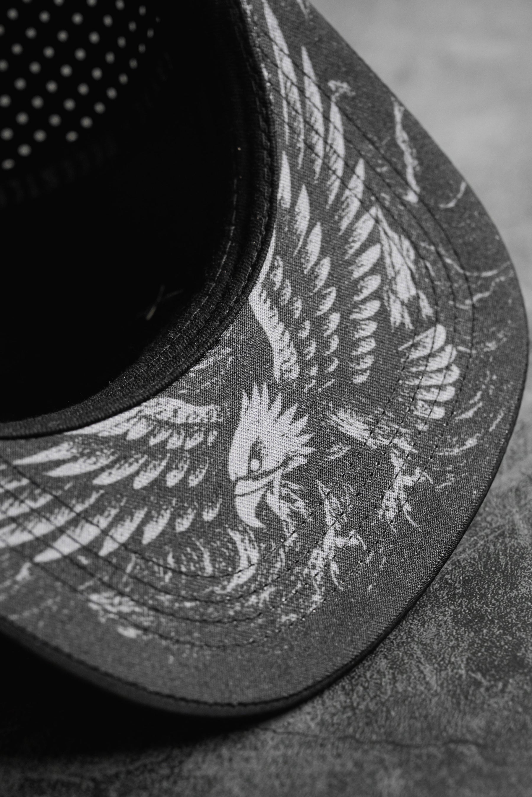 The Relentless Betrayal Hold Steady Ghost Snapback is a premium black and white hat featuring a unique design.