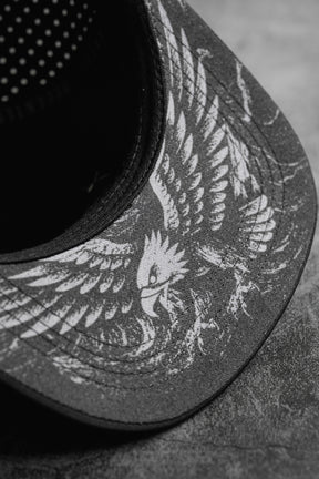 The Relentless Betrayal Hold Steady Ghost Snapback is a premium black and white hat featuring a unique design.