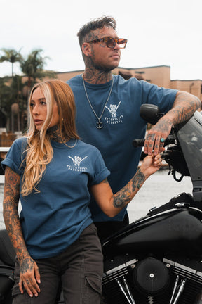 relentless betrayal - sink or swim premium slate t-shirt on men's and women's models