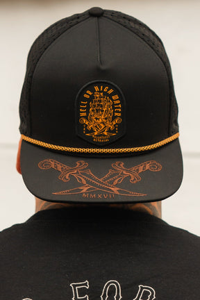 relentless betrayal - hell or high water flat bill hat on model