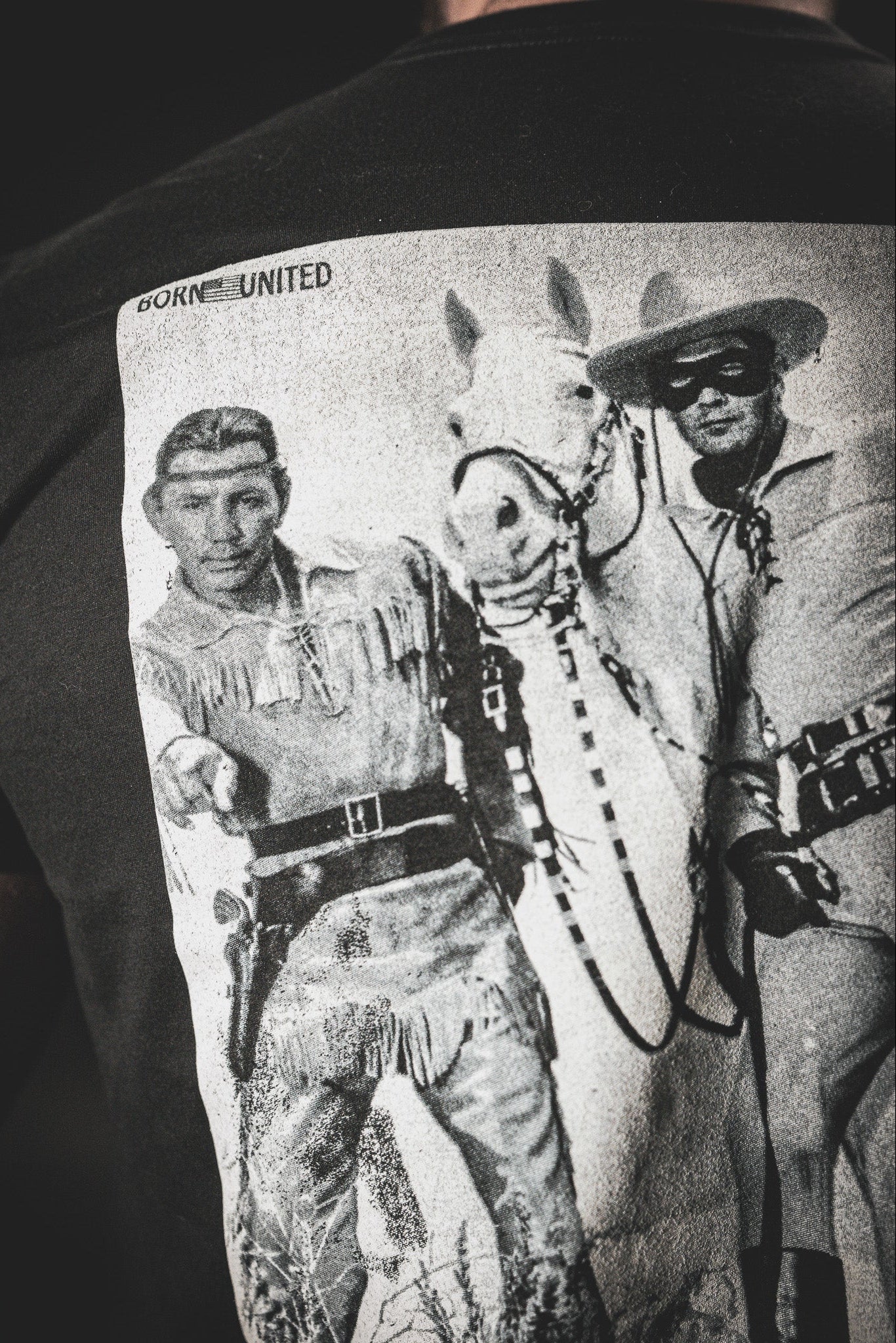born united - lone ranger black graphic tee shirt