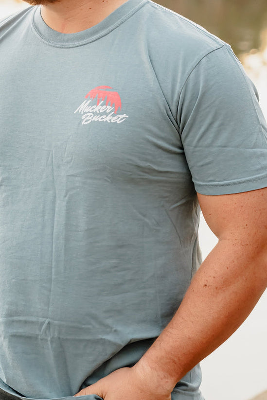 mucker bucket - stackin' ducks tee shirt front on model