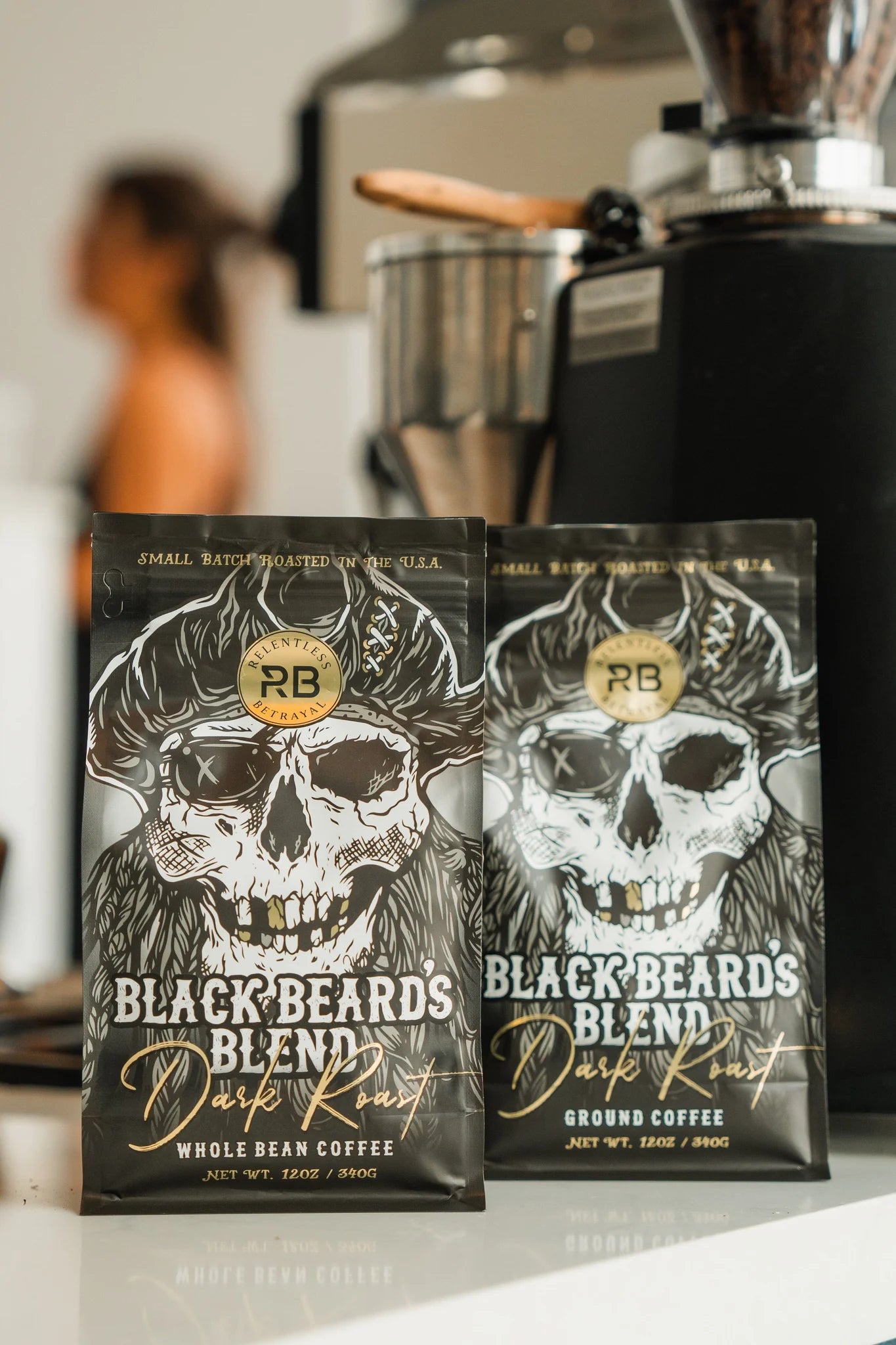 relentless betrayal - blackbeard's blend dark roast coffee beans