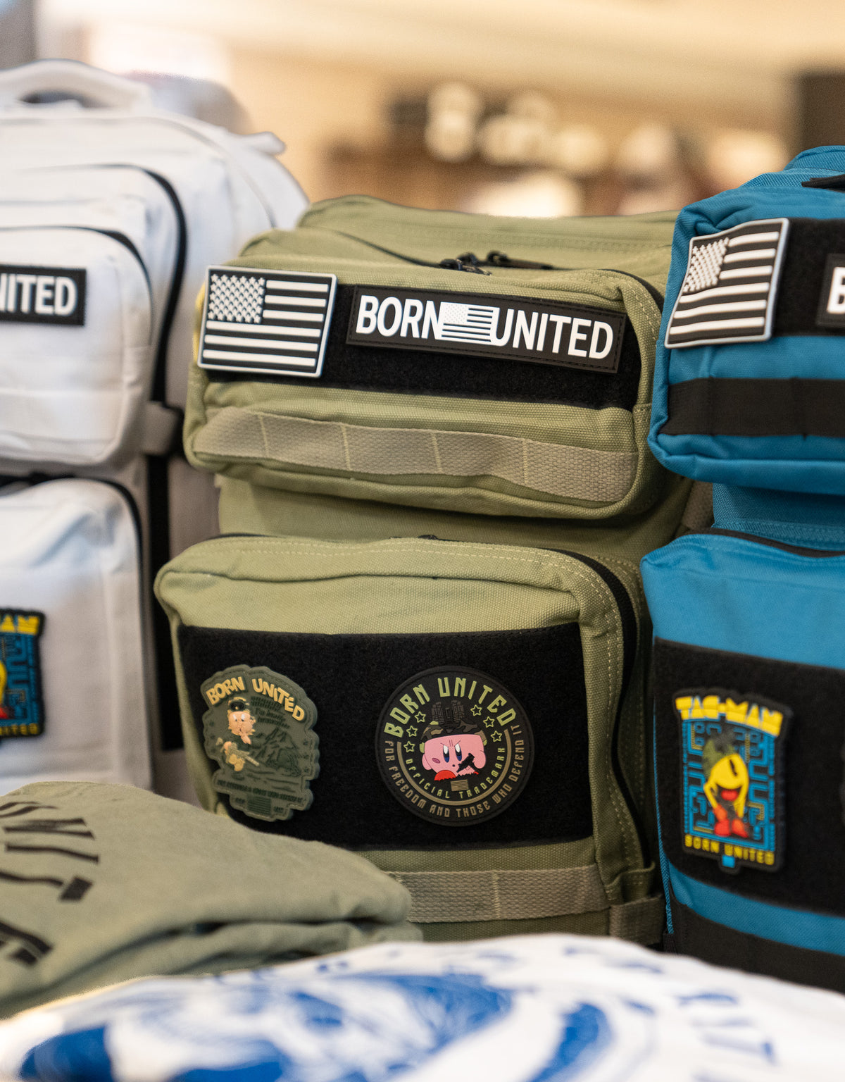 born united - poppin' off pvc patch on backpack