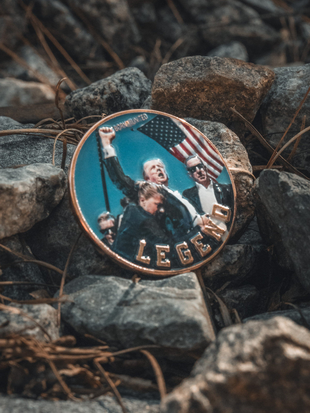 born united - forever legend trump challenge coin