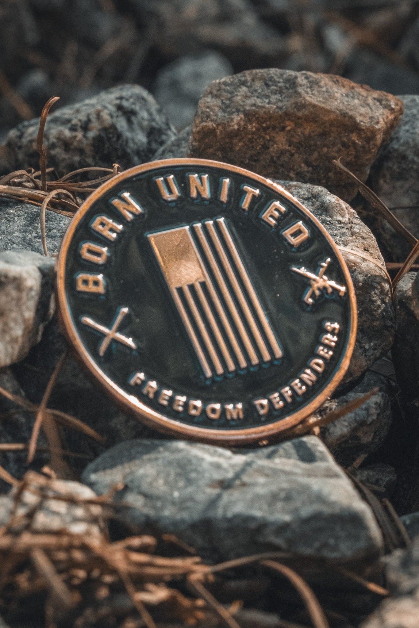 born united - patriotic trump challenge coin