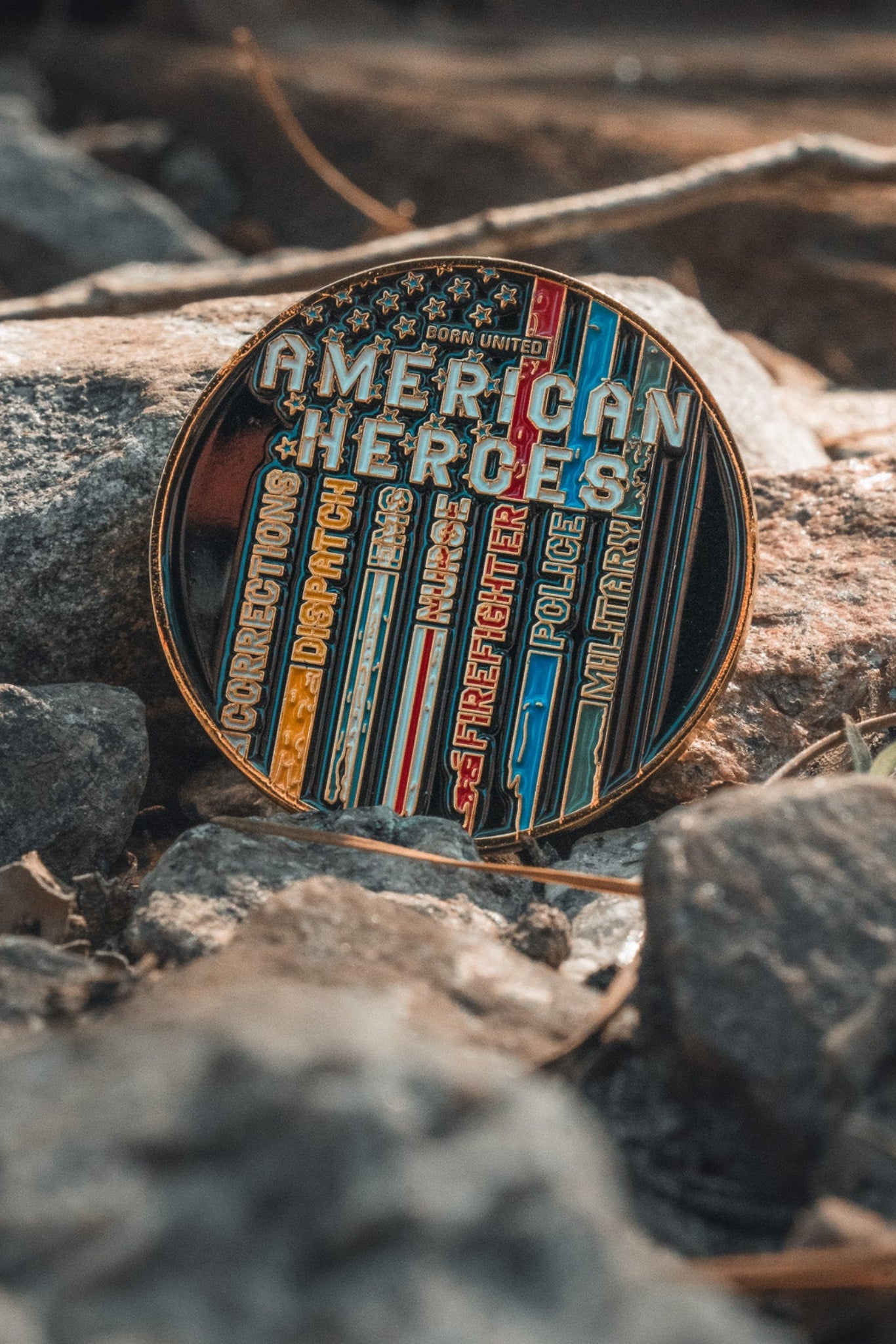 born united - american heroes challenge coin