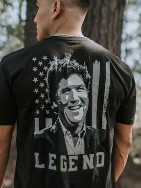 born united - tucker carlson legend t-shirt on model