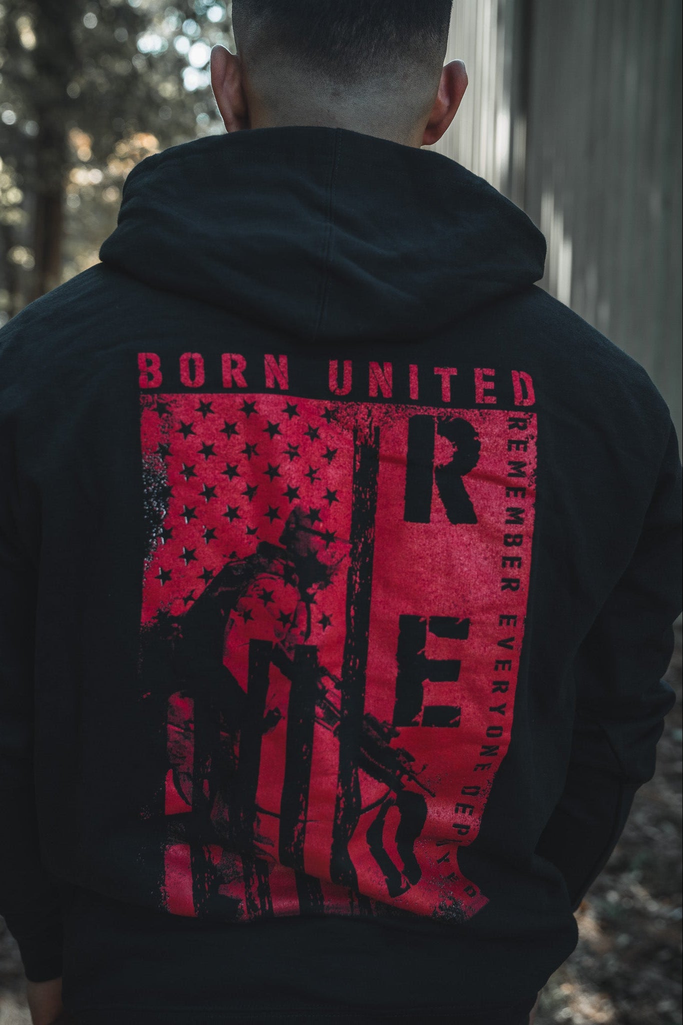 born united - r.e.d. friday hoodie on model
