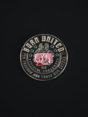 born united = poppin' off challenge coin front