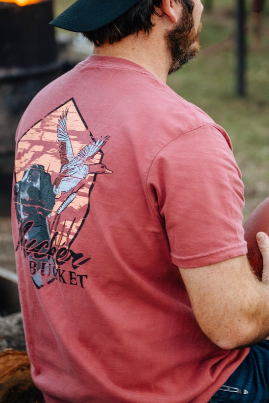 mucker bucket - labrador retriever premium t-shirt on model