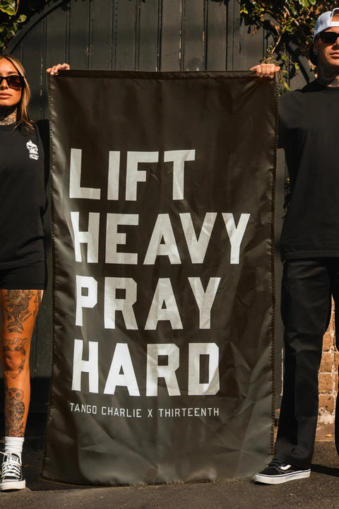 Lift heavy. Pray Hard. - Black Flag