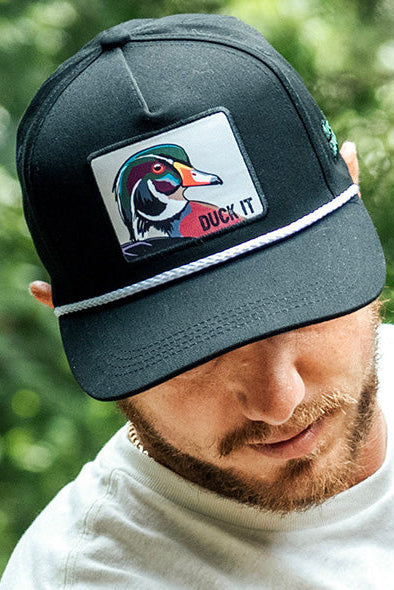 mucker bucket - duck it og wood duck hat front on model