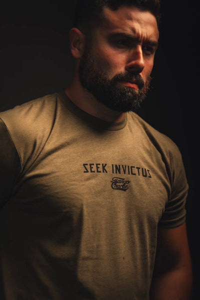 tango charlie - invictus t-shirt on model