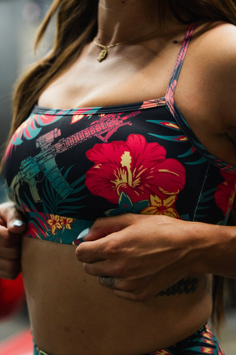 Cross Back Sports Bra | Tropical Assassin