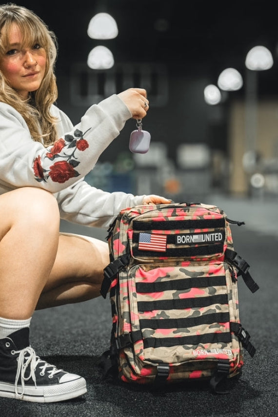 born united - tac-pac tactical backpack multi-cam pink with model