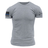 Blue Line Flag T-Shirt- Dark Heather Gray