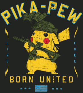 The Born United Private Label "Pika Pew" PVC Patch features a Pokemon trainer-inspired cartoon character confidently holding a gun, giving the phrase "Gotta Catch 'em All" an edgy new twist in this bold design.