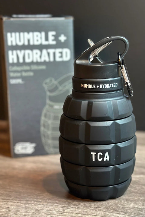 Black Humble + Hydrated 20oz Water Bottle