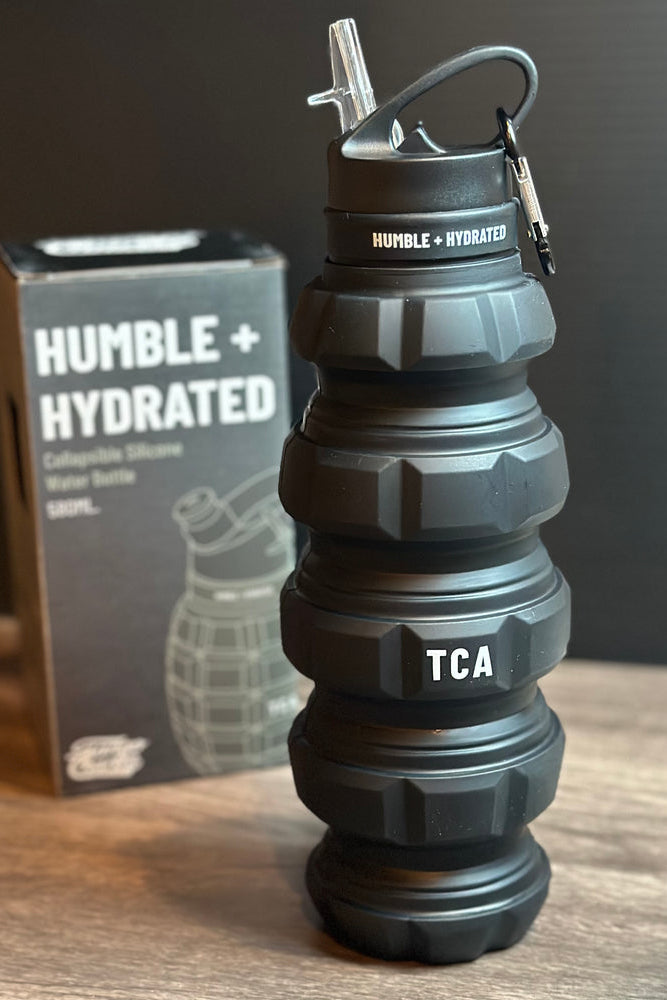 tango charlie - humble and hydrated extendable water bottle black