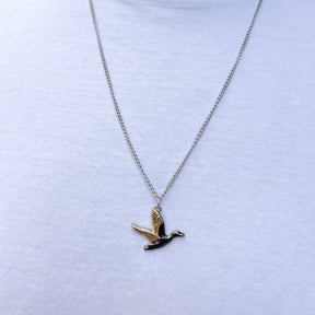 mucker bucket - duck it golden wings pendant on chain necklace