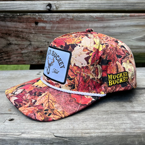 mucker bucket - chasin' tail fall camo trucker hat