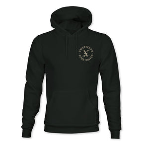 Black Kingdom Protector Premium Hoodie featuring a circular THIRTEENTH BORN UNITED crest on the left chest, perfect for those who choose to serve the Lord.