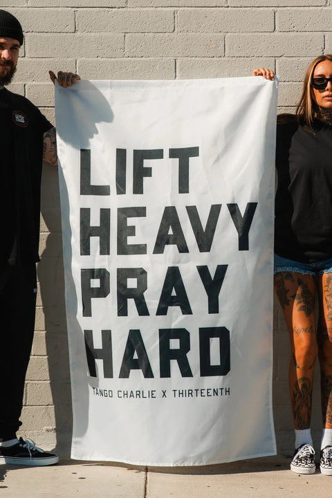 Lift Heavy. Pray Hard. - Flag